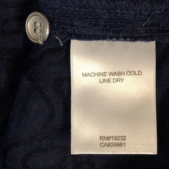 Alfred Dunner Blouse Womens 12 Navy Blue Semi Sheer Lace Geometric Button-Down - Picture 7 of 11